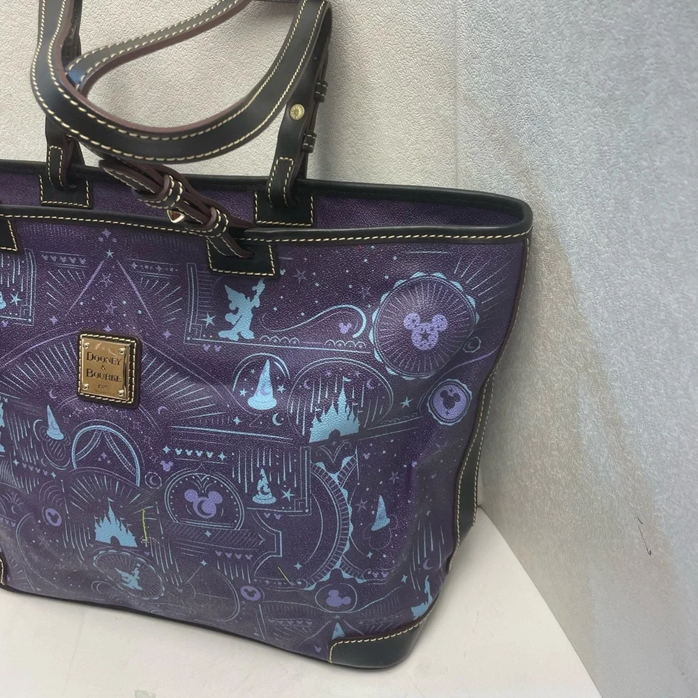 Disney Dooney & Bourke 2017 Fantasia Sorcerer Mickey Mouse Tote Bag Purse Purple - Picture 2 of 13